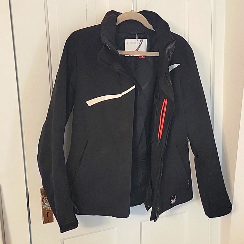 Spyder Jacket, Black with White Stripe, womens Size 8